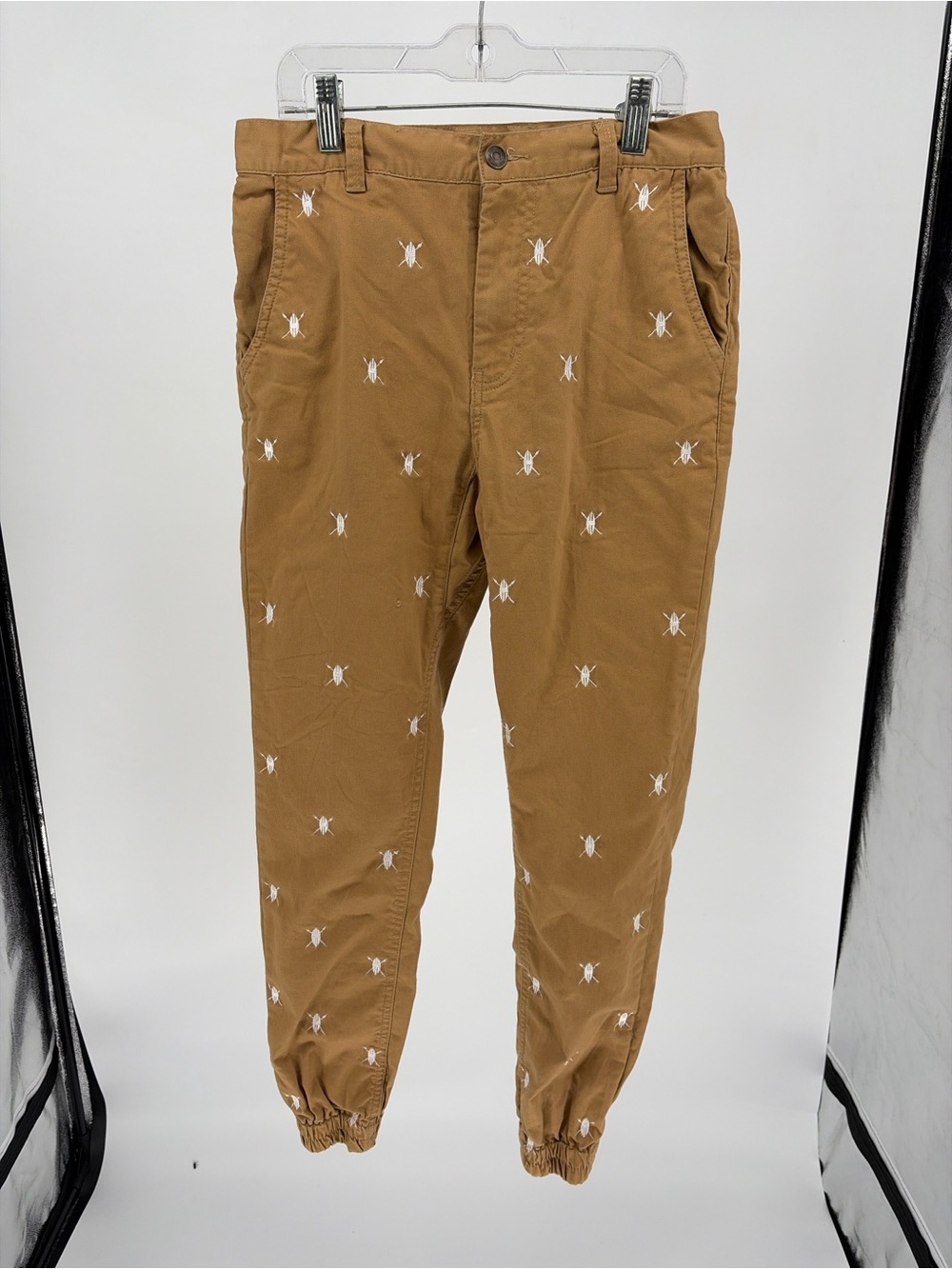 Daily Paper Tan Embroidered Jogger Pants with White Motifs